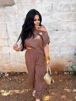 Load image into Gallery viewer, Brown checkered French terry set
