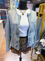 Load image into Gallery viewer, Ruched denim jacket
