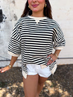 Load image into Gallery viewer, Black/cream striped top
