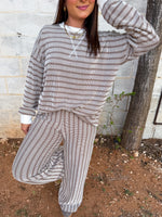 Load image into Gallery viewer, Mocha rib striped set
