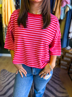 Load image into Gallery viewer, Red/pink striped top
