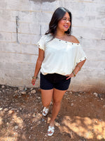 Load image into Gallery viewer, Off shoulder metal trim top
