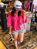 Load image into Gallery viewer, Hot pink button down shirt
