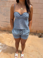 Load image into Gallery viewer, Striped blue cami set
