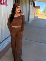 Load image into Gallery viewer, Off shoulder Brown set
