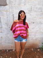 Load image into Gallery viewer, Pink striped brown vest
