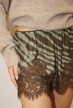 Load image into Gallery viewer, Olive zebra lace shorties
