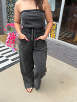 Load image into Gallery viewer, Smoky black cargo romper

