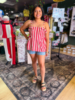 Load image into Gallery viewer, Red striped cami top
