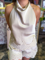 Load image into Gallery viewer, Satin lace open back halter
