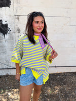 Load image into Gallery viewer, Lavender/lemon striped top
