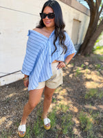Load image into Gallery viewer, Blue drop shoulder oversized top
