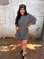 Load image into Gallery viewer, Striped knit oversized tee dress
