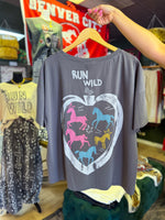 Load image into Gallery viewer, Run wild oversized tee  charcoal
