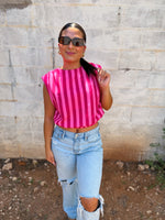 Load image into Gallery viewer, Striped pink top
