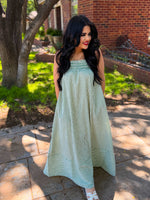 Load image into Gallery viewer, Green striped maxi dress
