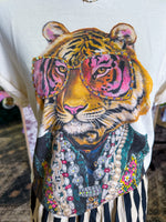 Load image into Gallery viewer, Funky bedazzled tiger tee

