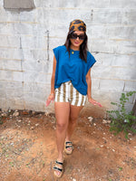 Load image into Gallery viewer, Tan striped tie shorts
