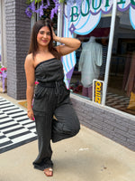Load image into Gallery viewer, Smoky black cargo romper
