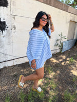 Load image into Gallery viewer, Blue drop shoulder oversized top
