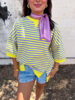 Load image into Gallery viewer, Lavender/lemon striped top
