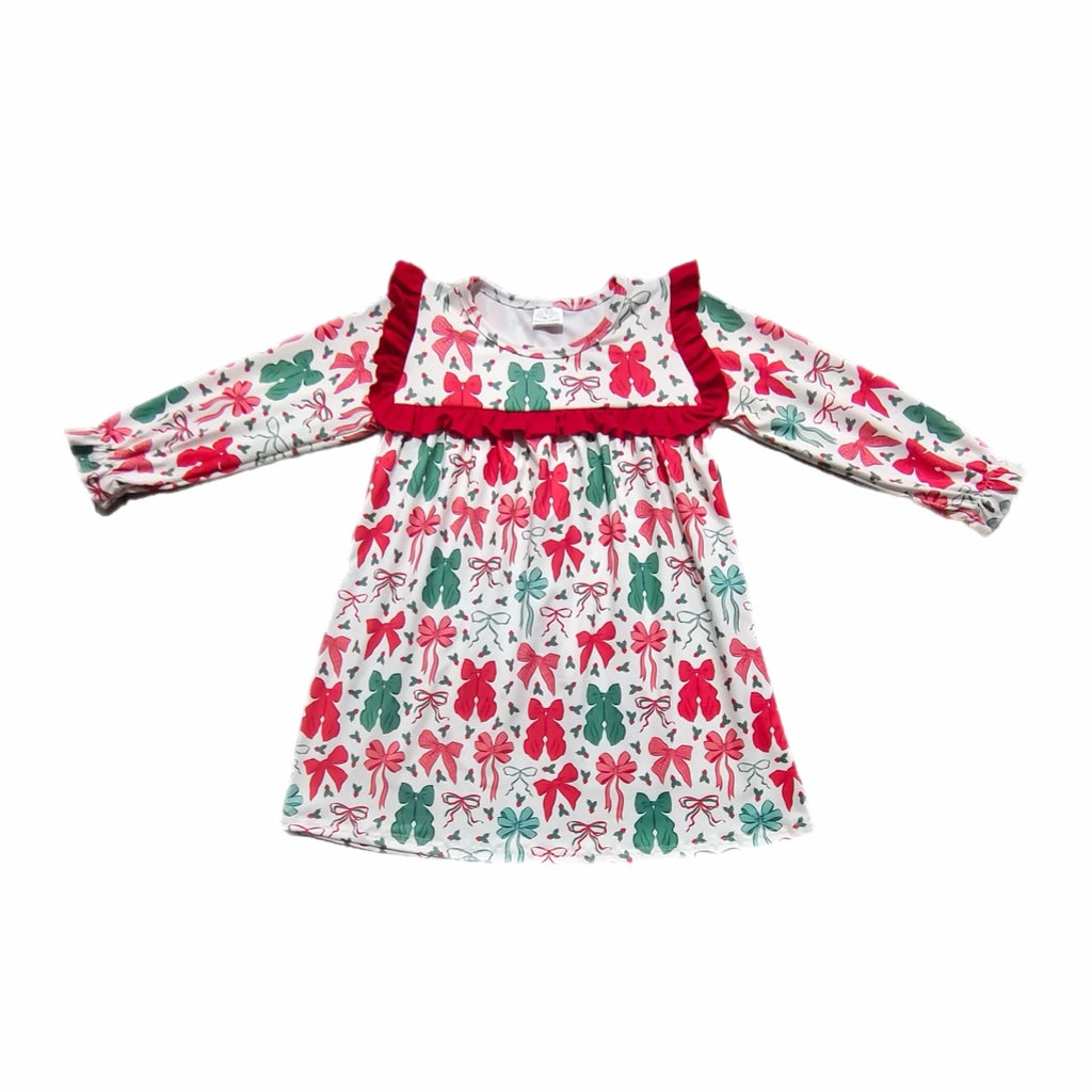 christmas bows pajama dress
