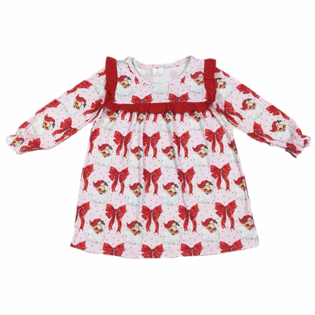 santa/bows pajama dress