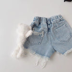 Load image into Gallery viewer, light wash distressed shorts
