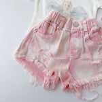 Load image into Gallery viewer, pink distressed shorts
