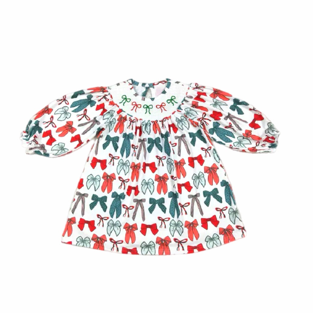 smocked bow dress