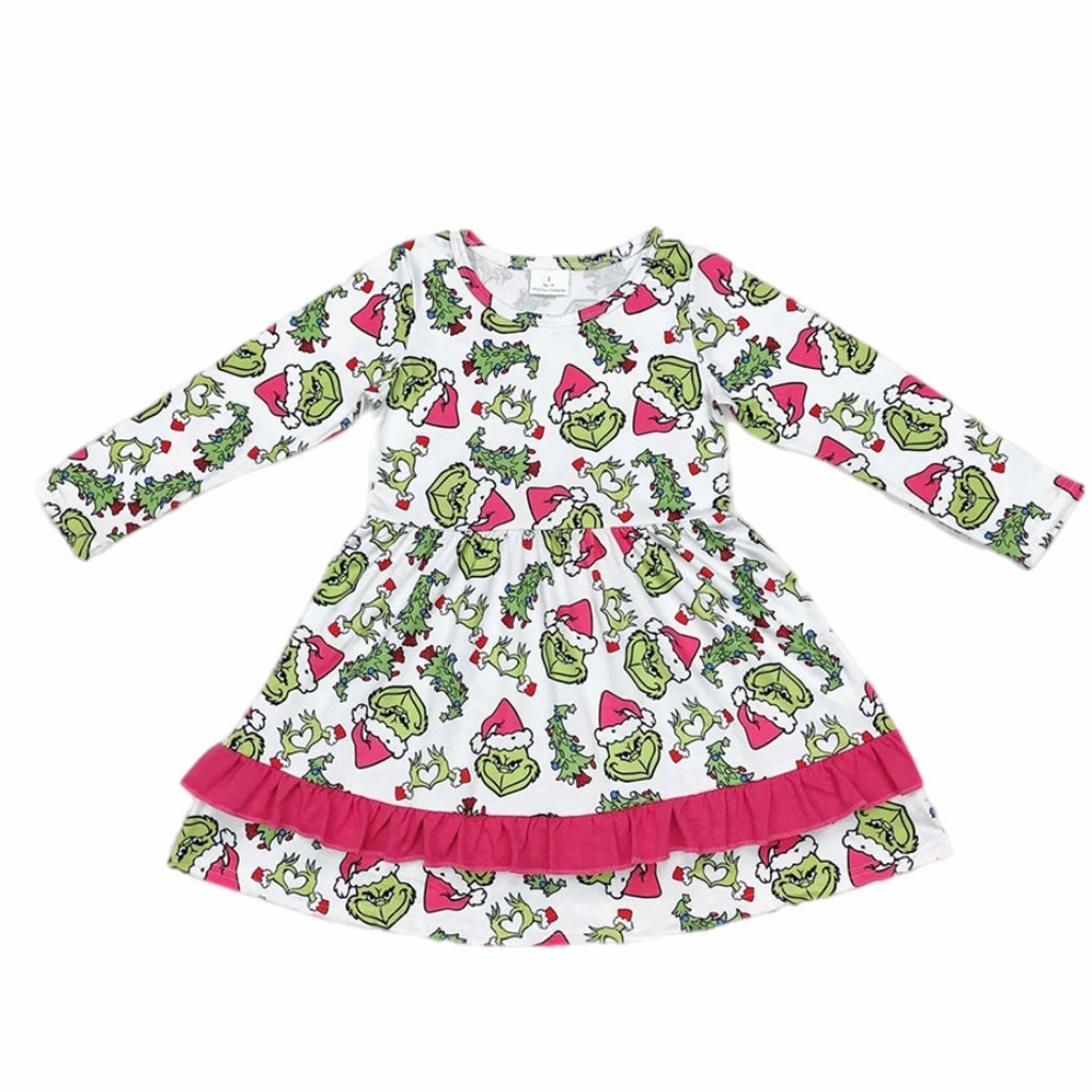 grinch face pajama dress
