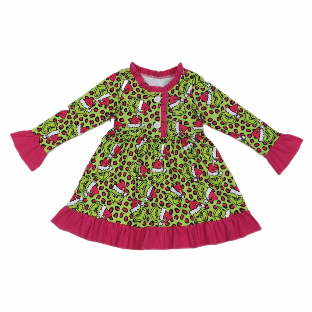 grinch green/pink pajama dress