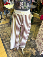 Load image into Gallery viewer, Mocha striped wide legged pants
