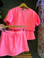 Load image into Gallery viewer, Hot pink skirt set
