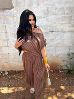 Load image into Gallery viewer, Brown checkered French terry set
