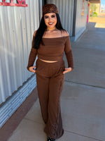 Load image into Gallery viewer, Off shoulder Brown set
