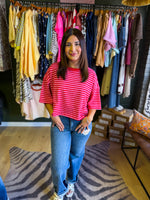Load image into Gallery viewer, Red/pink striped top

