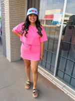 Load image into Gallery viewer, Hot pink skirt set
