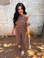 Load image into Gallery viewer, Brown checkered French terry set
