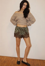 Load image into Gallery viewer, Olive zebra lace shorties
