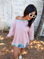 Load image into Gallery viewer, Sage/pink block oversized tee
