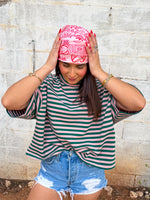 Load image into Gallery viewer, Oversized striped top pink/olive

