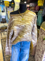 Load image into Gallery viewer, Tan tiger fuzzy sweater
