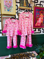 Load image into Gallery viewer, pink santa fur pajamas
