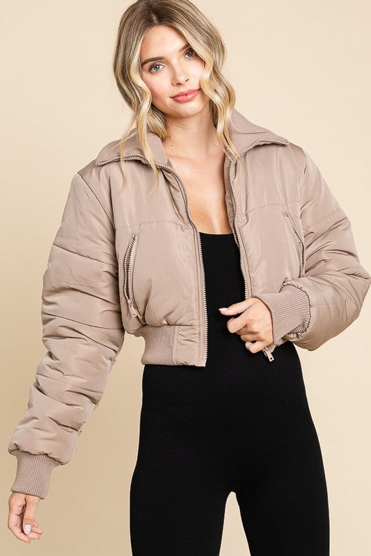 mocha crop jacket