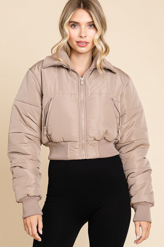 mocha crop jacket