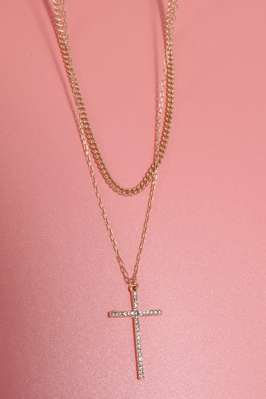 double layer cross necklace