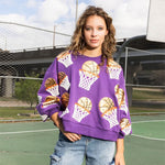 Load image into Gallery viewer, sequin patch basketball sweater
