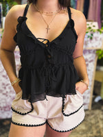 Load image into Gallery viewer, Black tie front cami
