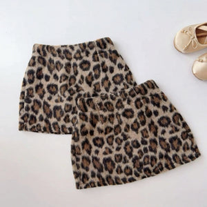 fuzzy leopard skirt